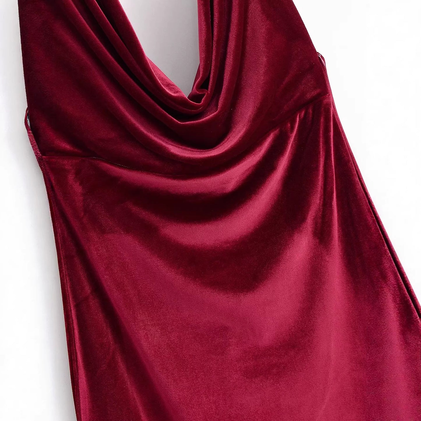 Summer New Low-Cut Halter Backless Elegant Satin Fitted Dress