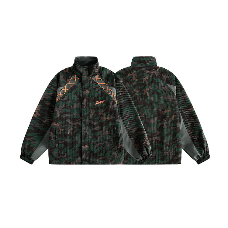 Camouflage diamond grid color blocked jacket