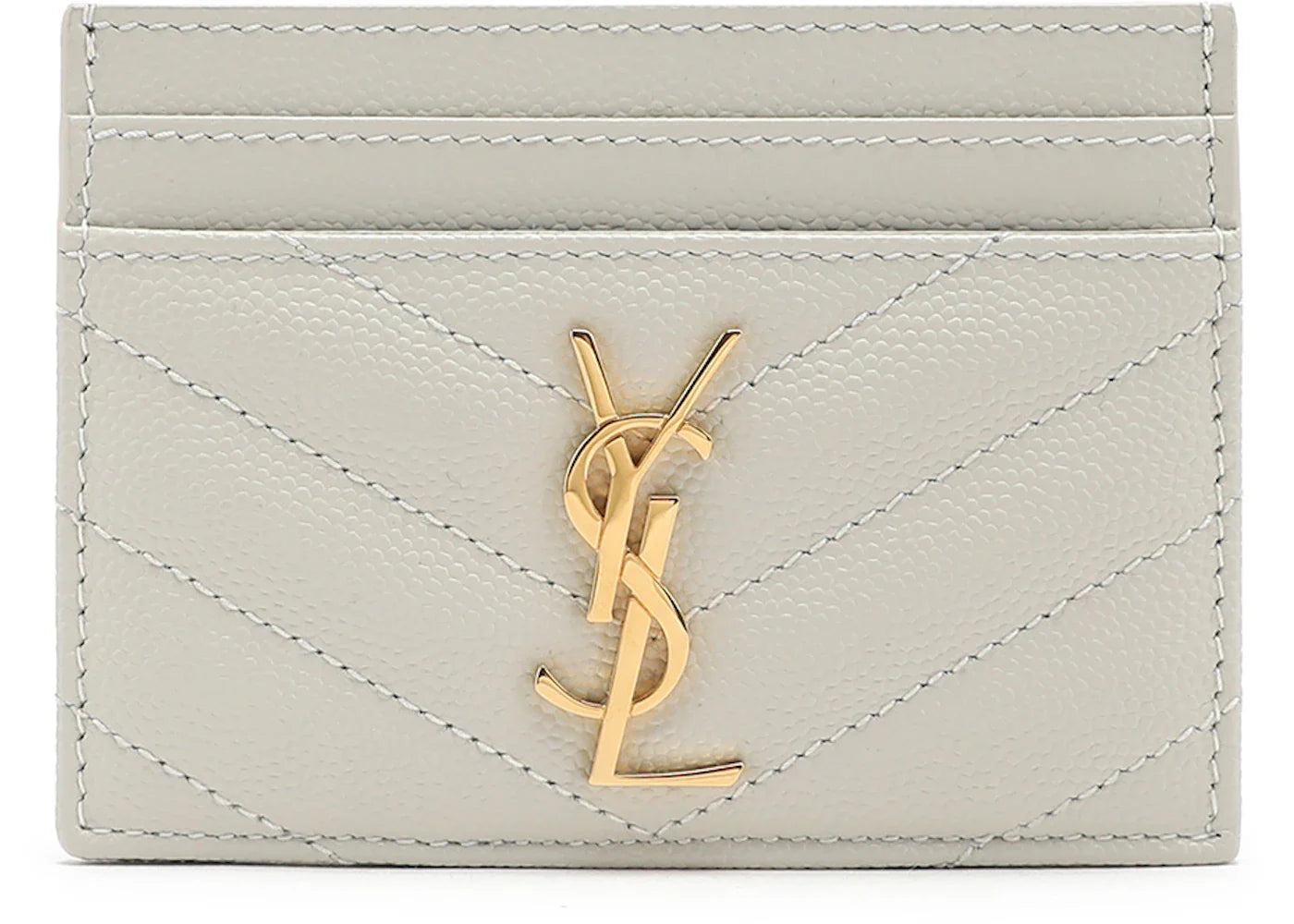 Saint Laurent Cassandra Matelasse Card Holder Ivory