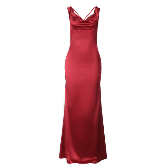 Sexy backless hooded collar dress