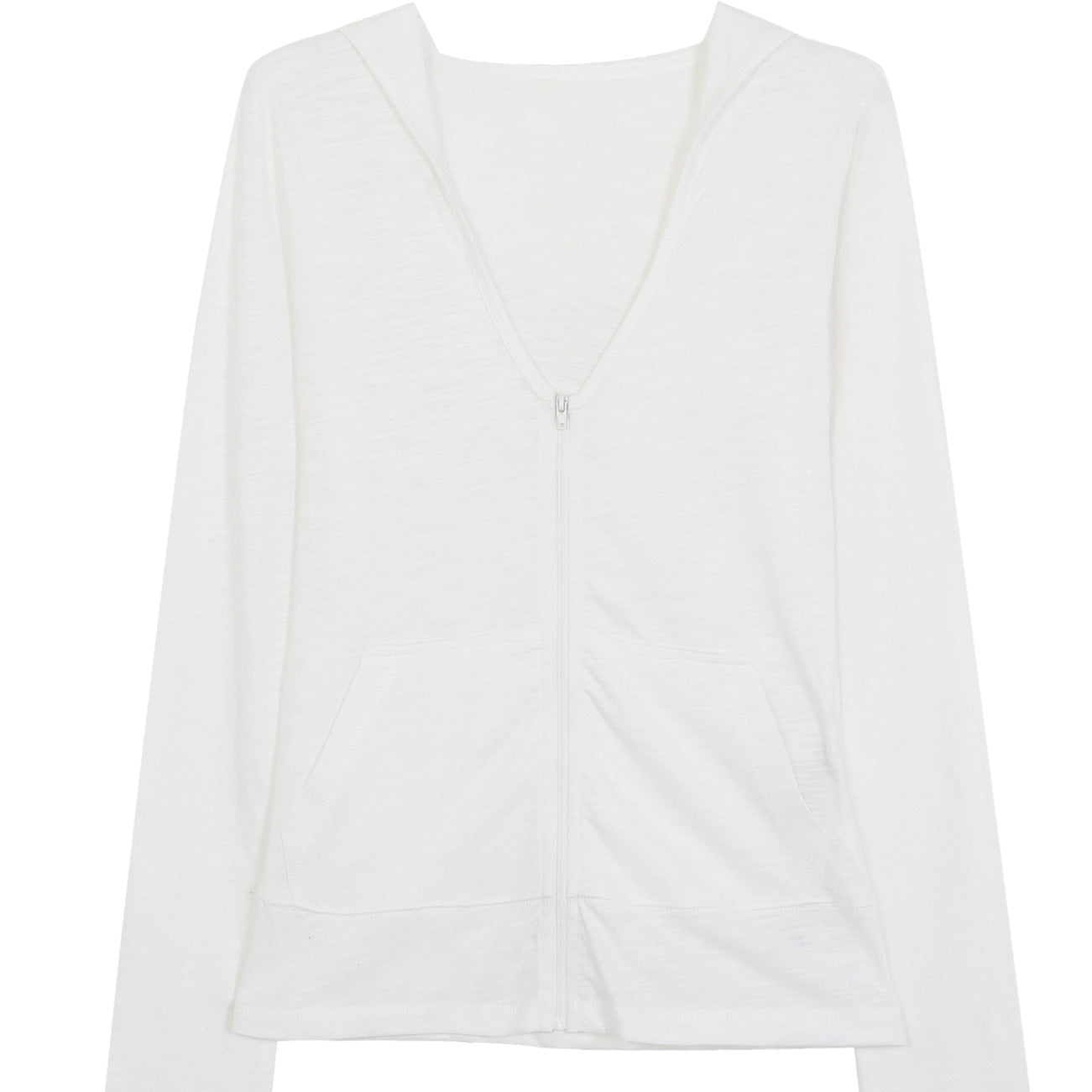White hooded long sleeved sunscreen women's versatile sports cardigan jacket