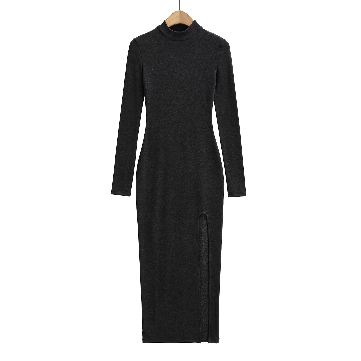 Split half high neck long sleeved dress