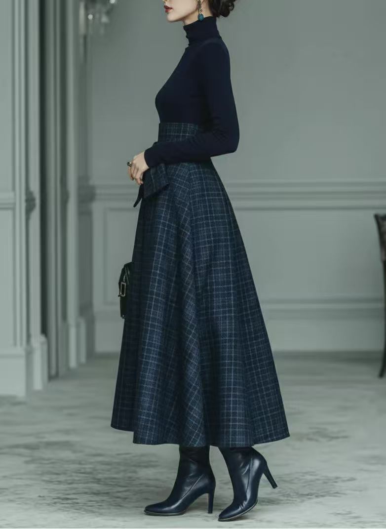 Solid color texture long sleeved elegant French dress for women