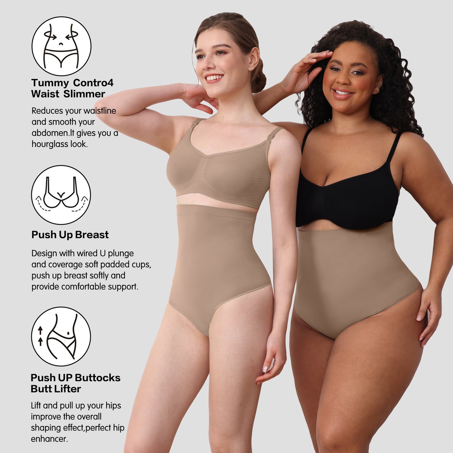 Women's Reduces Belly Postpartum Shaping Reinforced Plus Size Thong Butt-Lifting Panties Thin Style
