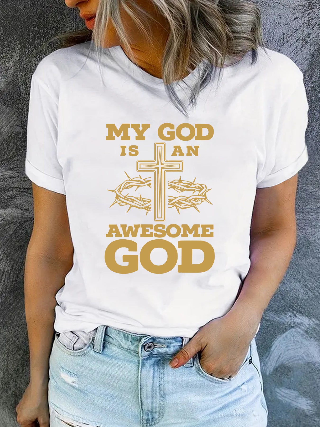 Easter print round neck short sleeved shirt