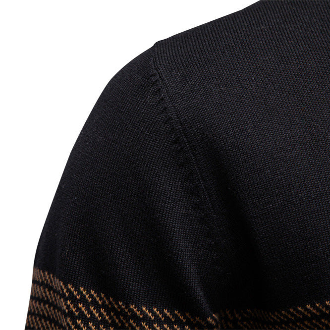 Stand up collar half zipper men's sweater
