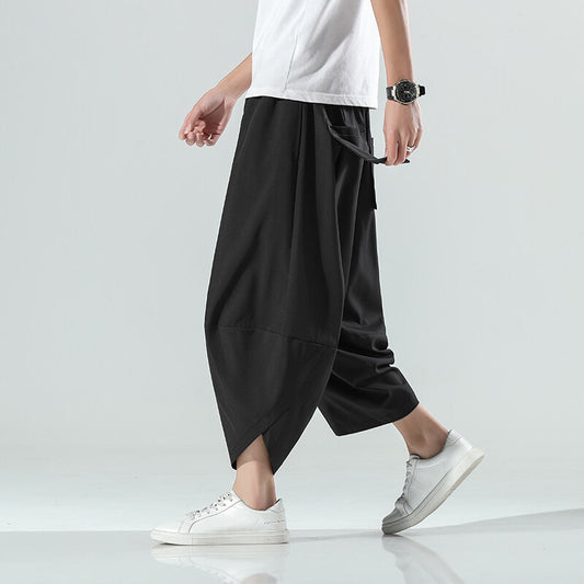 Style Ice Silk Beach Pants, Plus Size Loose Wide-Leg Trousers
