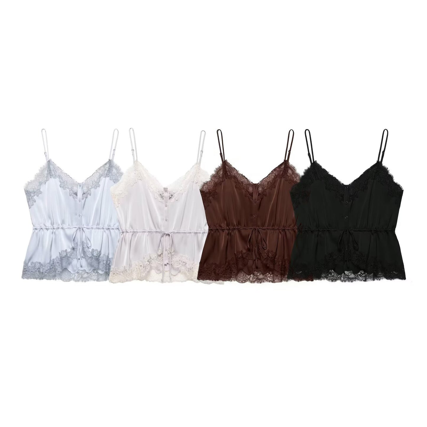 Hot girl lace decorative silk top