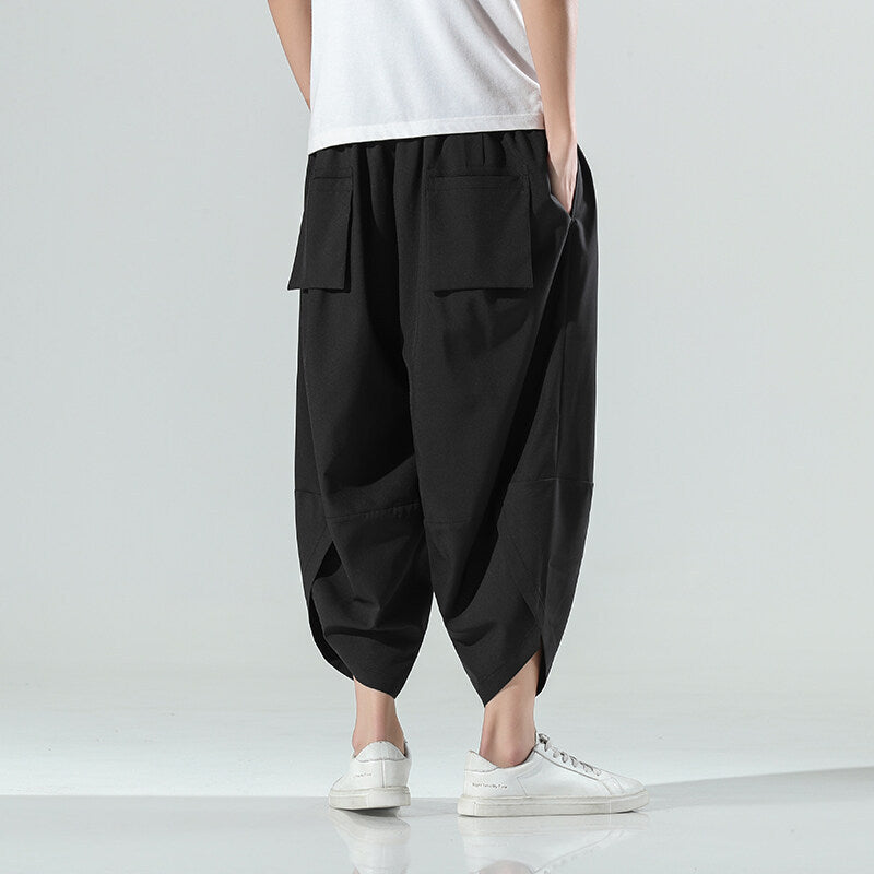 Style Ice Silk Beach Pants, Plus Size Loose Wide-Leg Trousers