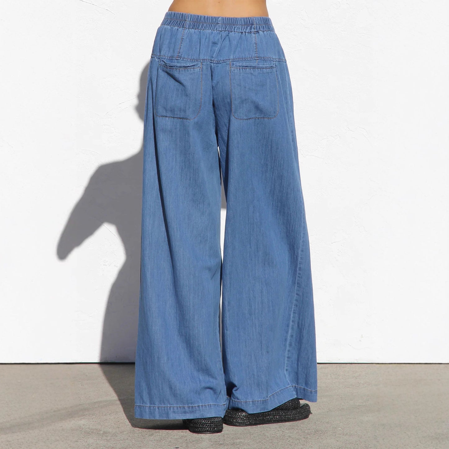 Lightweight Elastic Waist Denim Pants