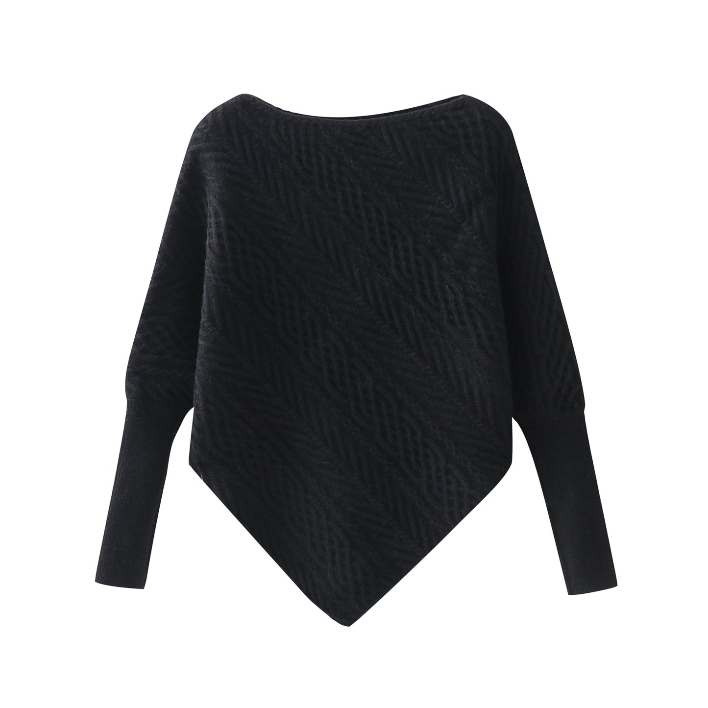 Irregular off shoulder Fried Dough Twists cape knitwear long sleeve sweater