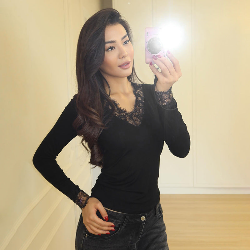 V-Neck Lace Trimmed Sleeveless Cropped Top with Cinched Waist