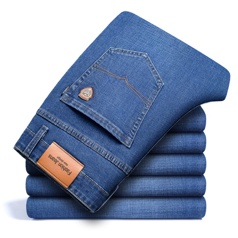Thick and fluffy men's autumn and winter loose straight leg jeans