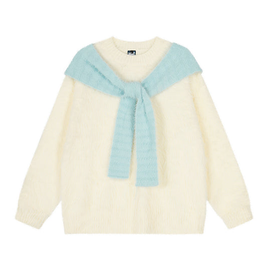 Cashmere Knit Sweater Loose Oversized Hooded Chic Korean-Style Knit Top
