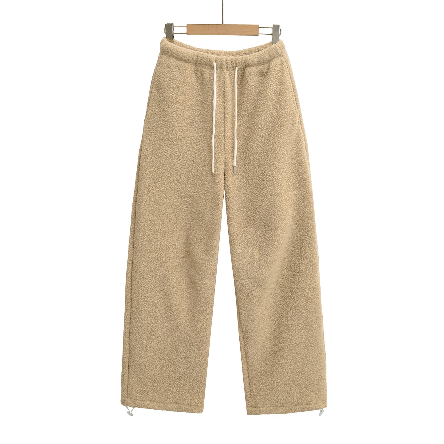 Drawstring elastic waist straight leg casual pants