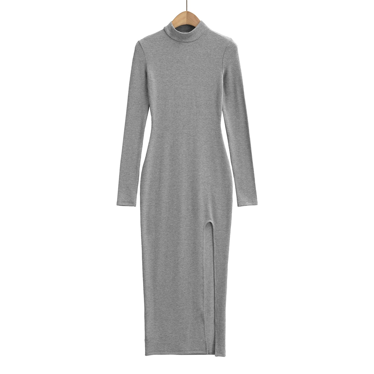 Split half high neck long sleeved dress