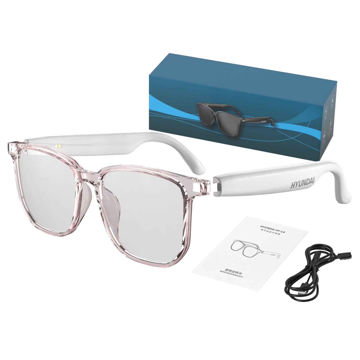 HY-C8 AI Intelligent Translation Wireless Bluetooth Glasses Earphones 75 Language Conference Simultaneous Interpretation