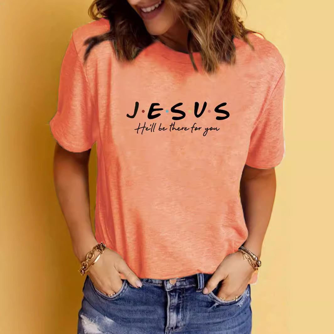 Pattern Easter print round neck short sleeved shirt