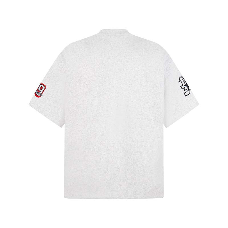 Letter badge embroidered round neck short sleeved shirt