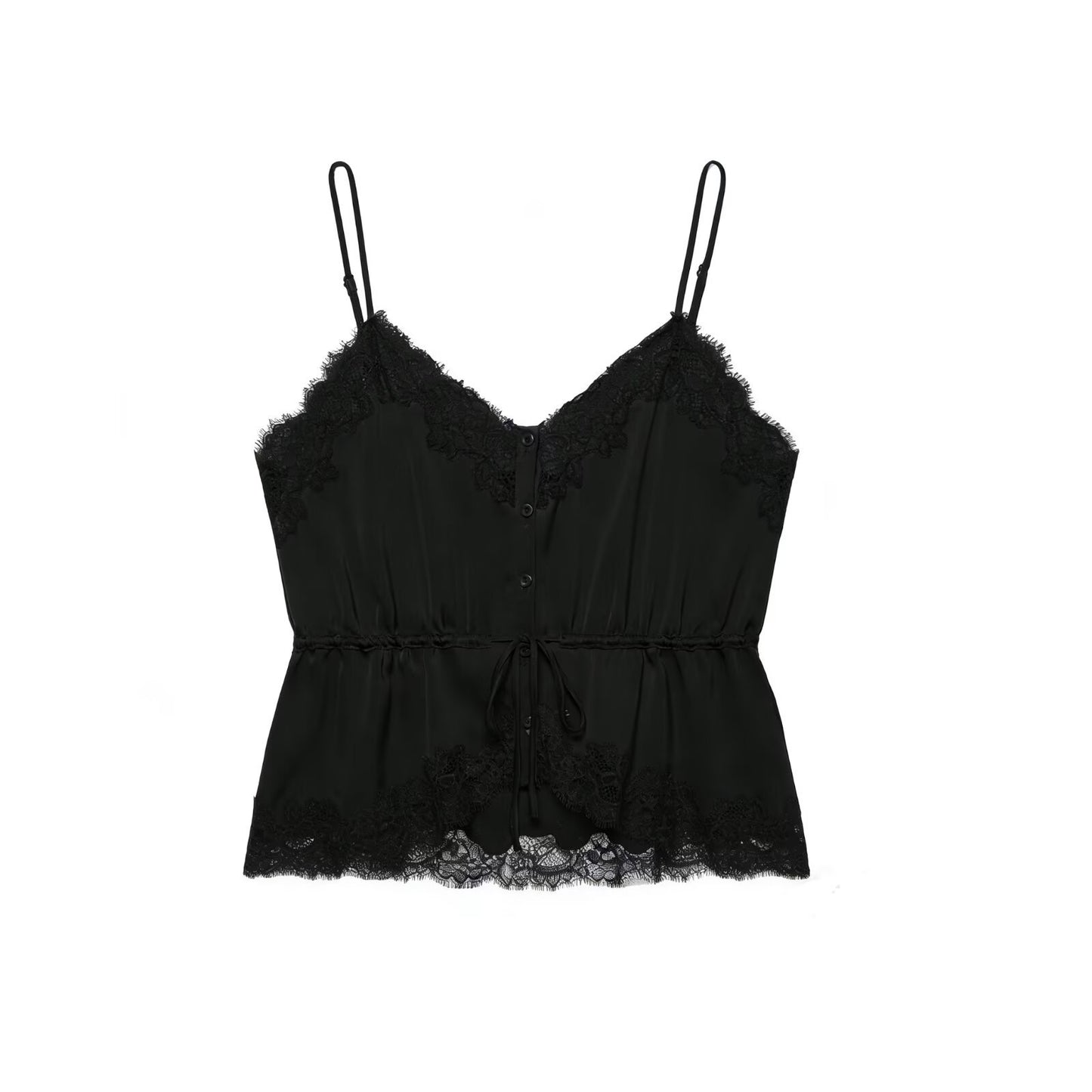Hot girl lace decorative silk top