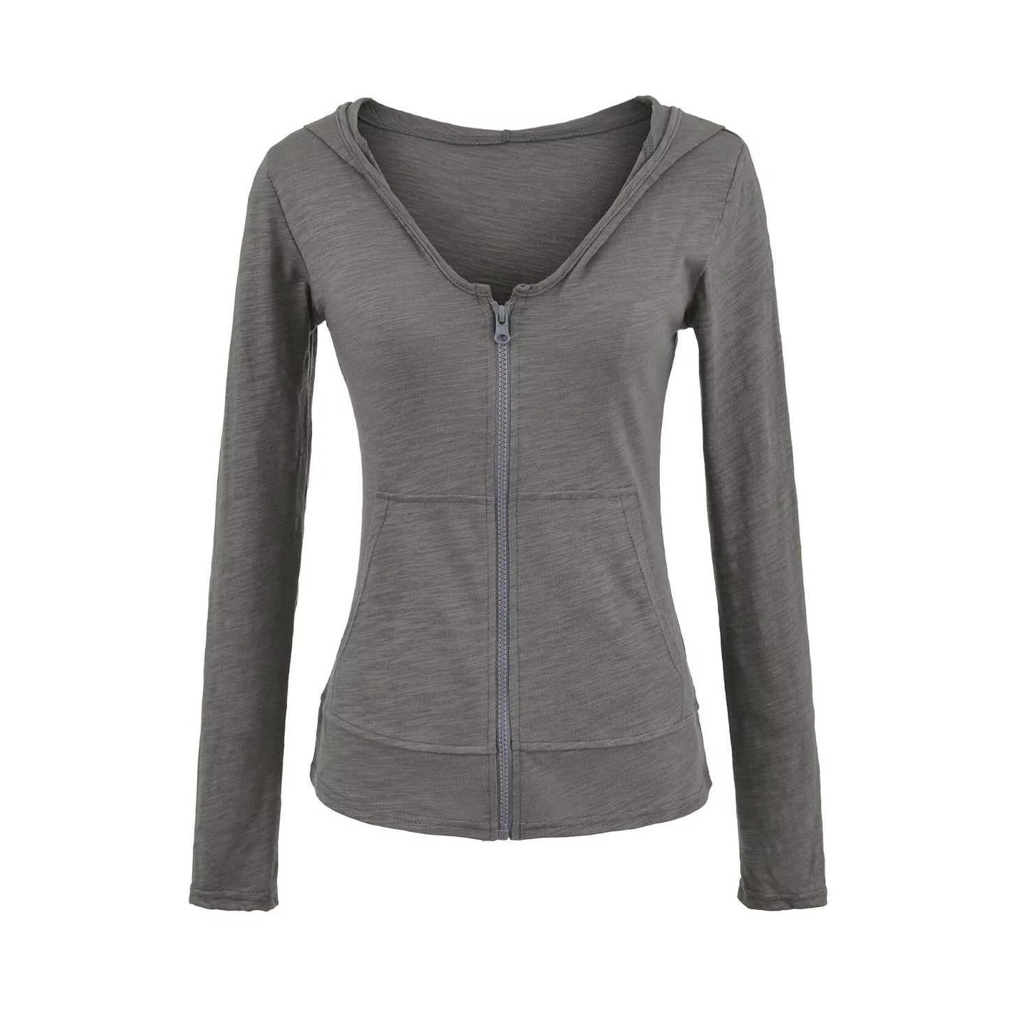 White hooded long sleeved sunscreen women's versatile sports cardigan jacket