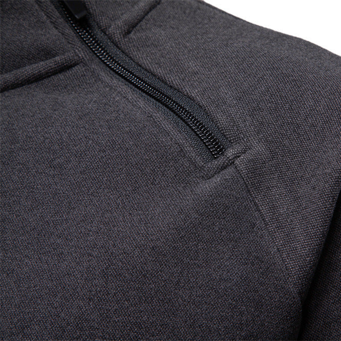 Slant zipper stand up collar men's top