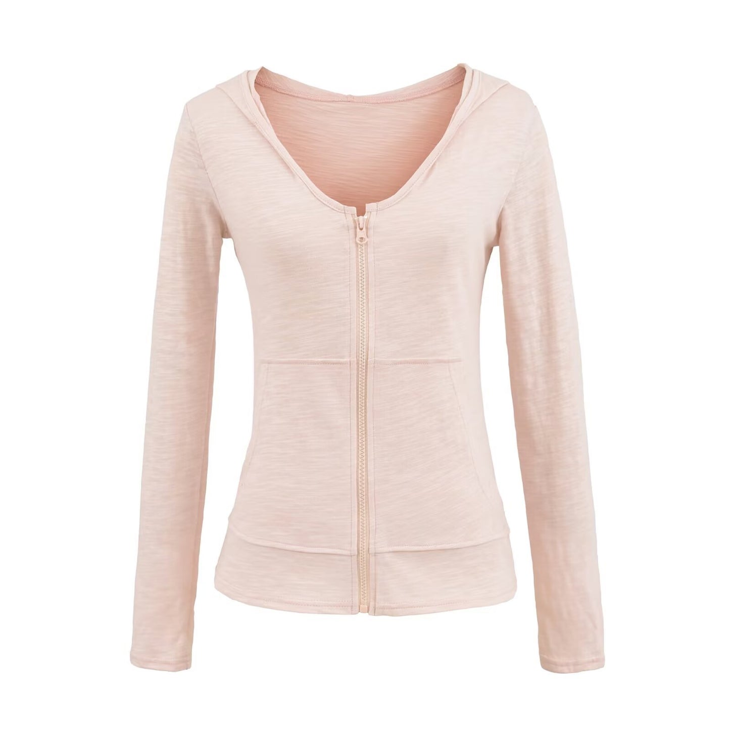 White hooded long sleeved sunscreen women's versatile sports cardigan jacket