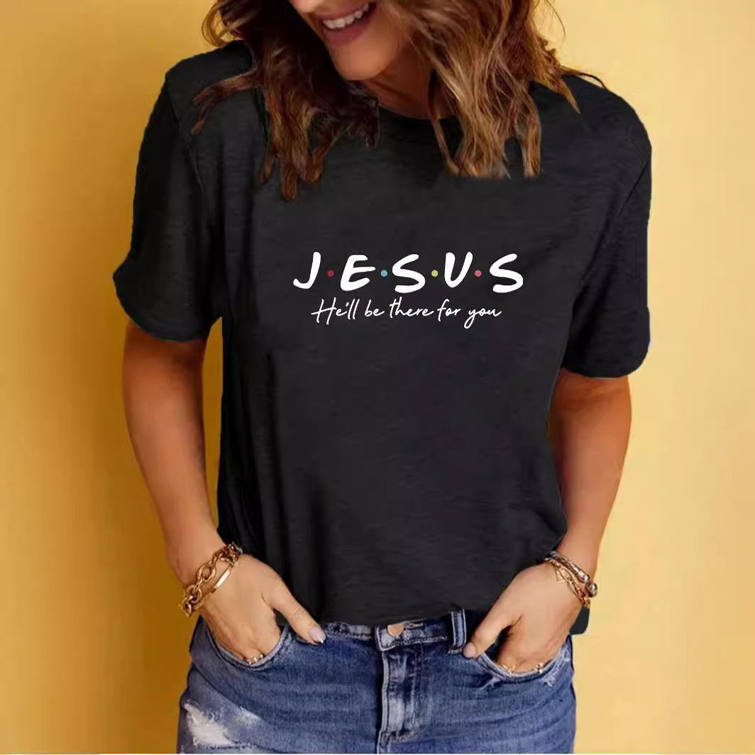 Pattern Easter print round neck short sleeved shirt