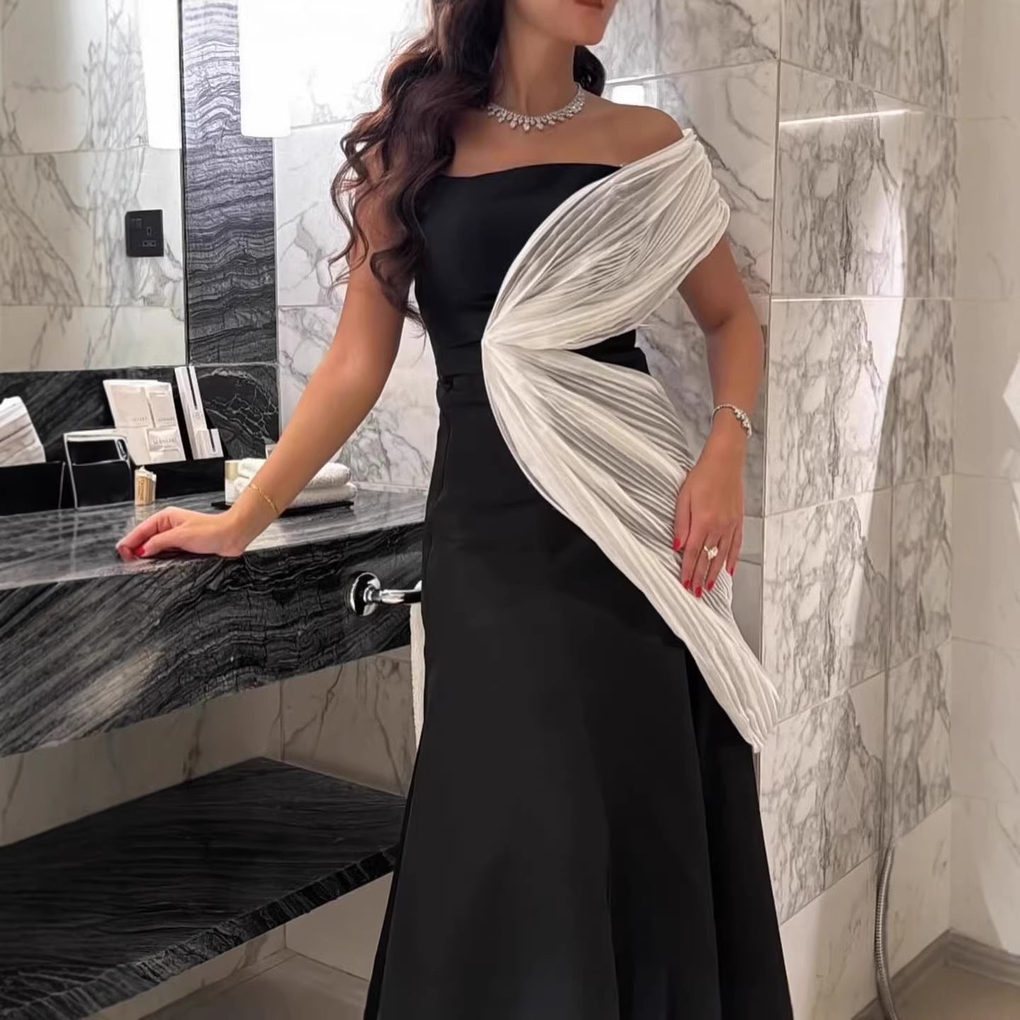 Sexy Flower Maxi Wrap Evening Dress Strapless Gown