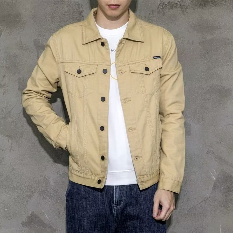 Style Versatile Jacket for Men, Casual Workwear Outerwear, Trendy Streetwear Denim Jacket for Men