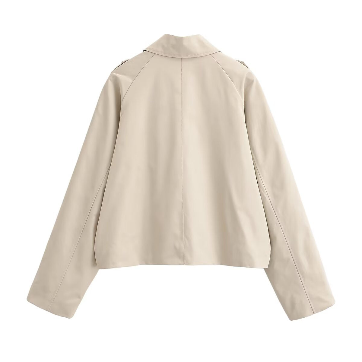 Long Sleeve Versatile Short Double-Breasted Trench Coat for Women