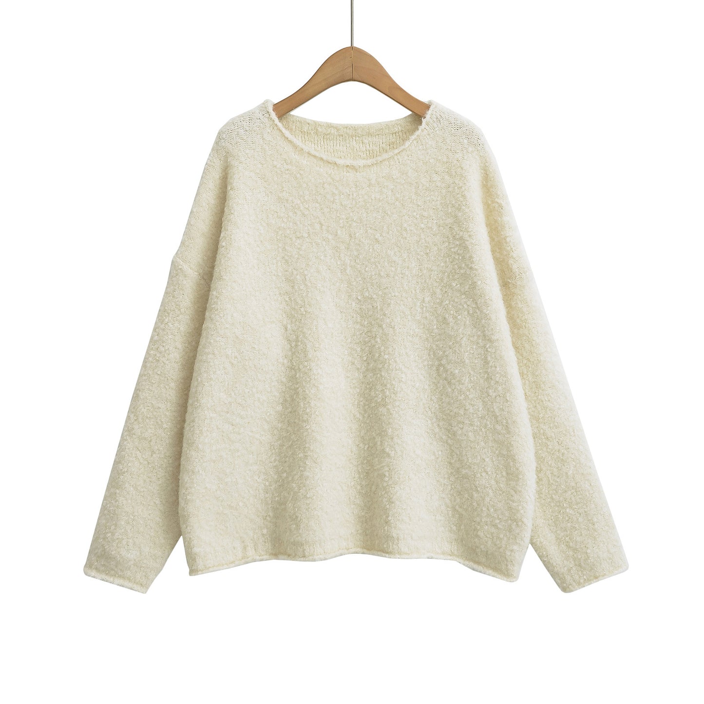 Round neck pullover loose long sleeved sweater