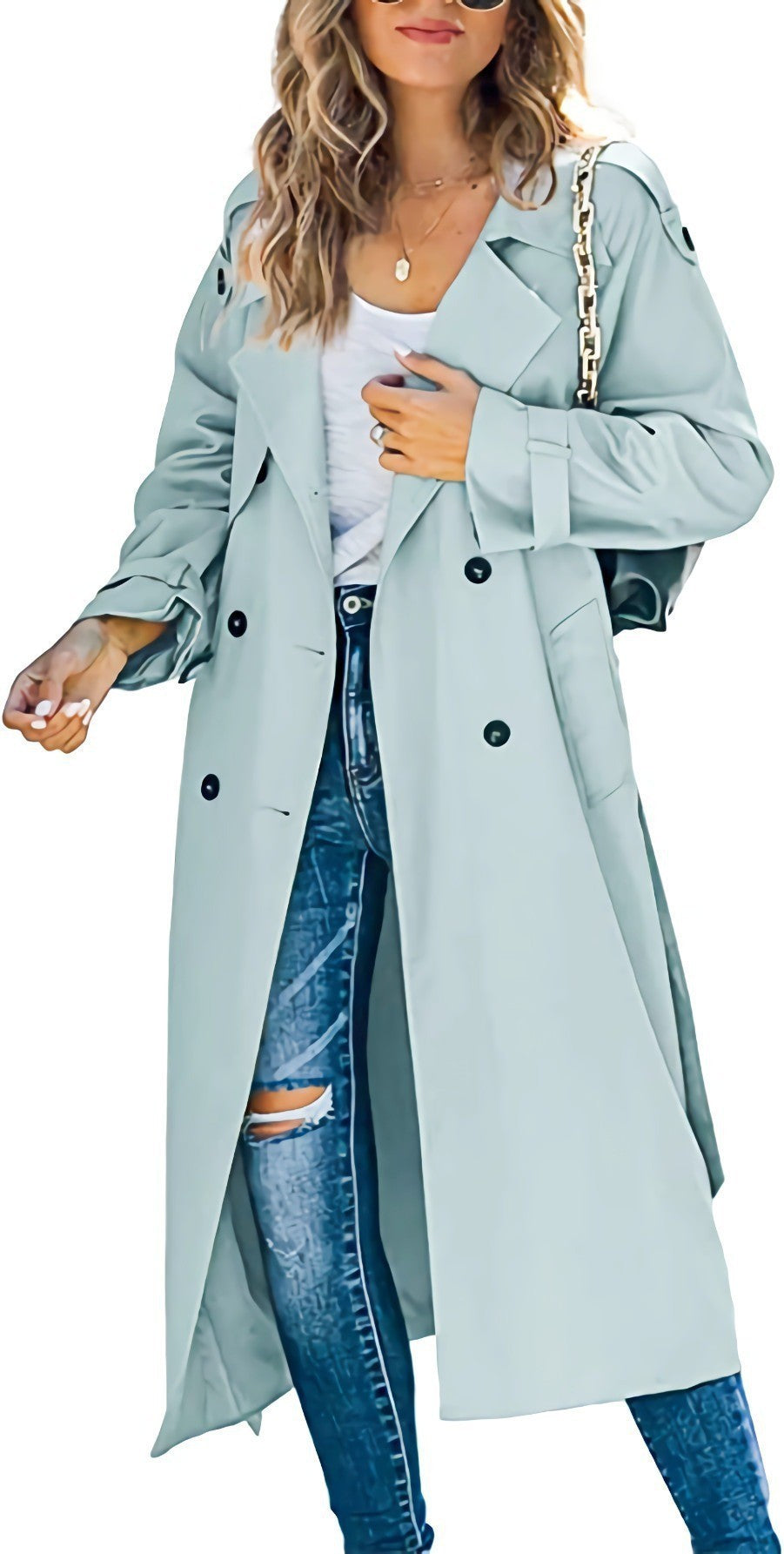 Women's Autumn/Winter Trench CoatOuterwear Long Sleeve Double-Breasted Notch Lapel Straight Fit Wool Blend Casual Wear
