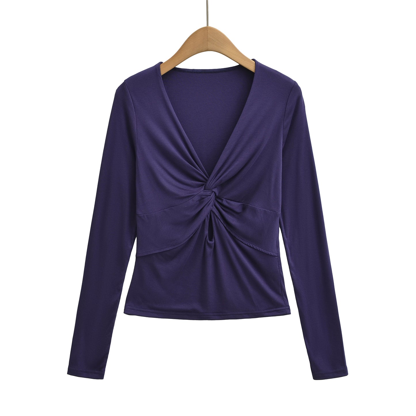 Cross V-neck slim fit long sleeved T-shirt