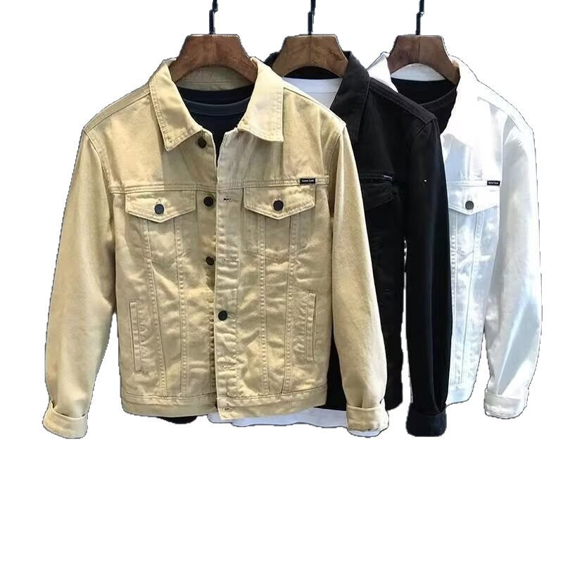 Style Versatile Jacket for Men, Casual Workwear Outerwear, Trendy Streetwear Denim Jacket for Men