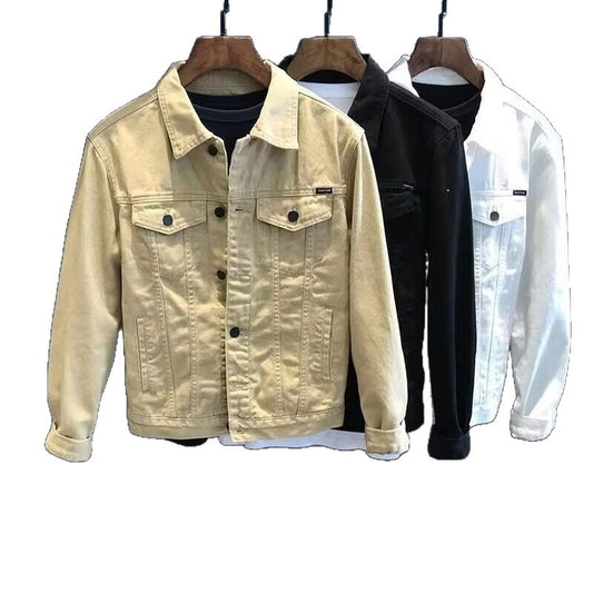 Style Versatile Jacket for Men, Casual Workwear Outerwear, Trendy Streetwear Denim Jacket for Men