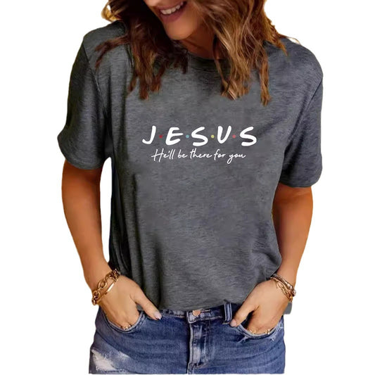 Pattern Easter print round neck short sleeved shirt