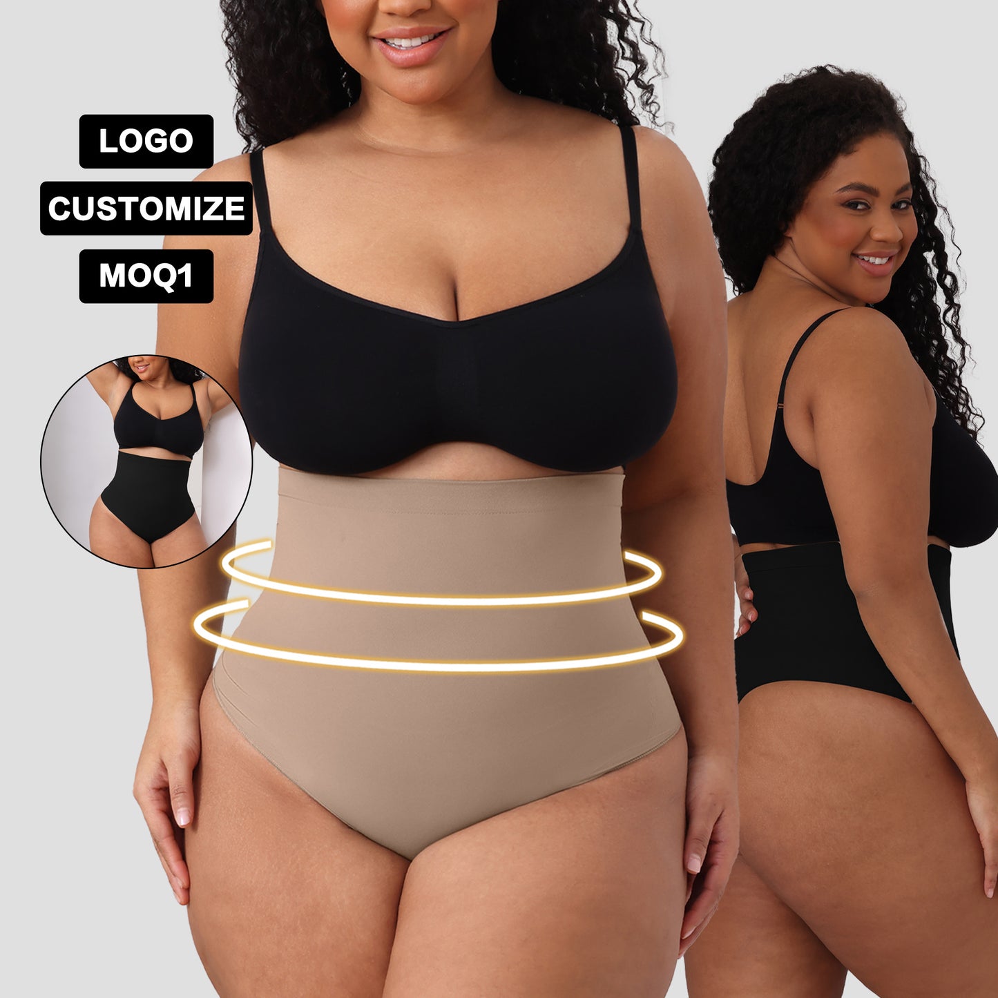 Women's Reduces Belly Postpartum Shaping Reinforced Plus Size Thong Butt-Lifting Panties Thin Style