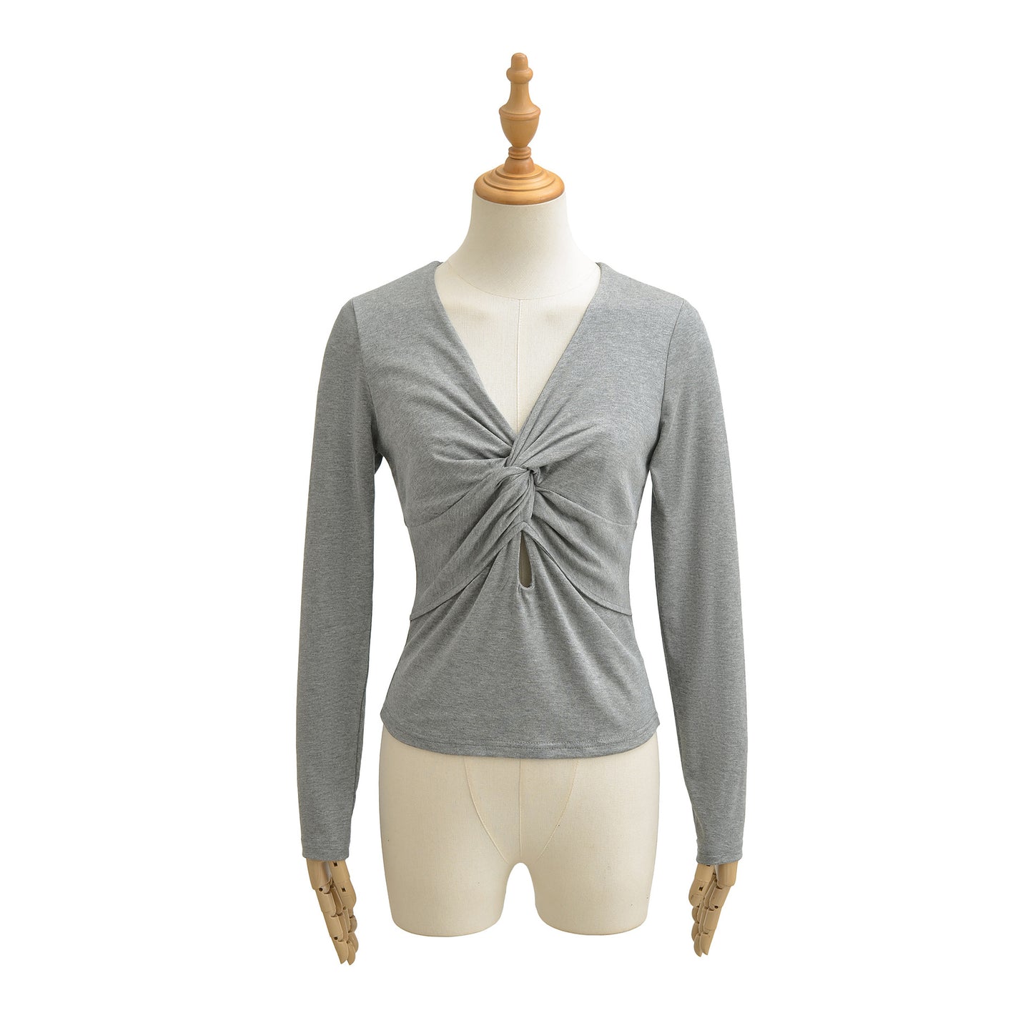 Cross V-neck slim fit long sleeved T-shirt