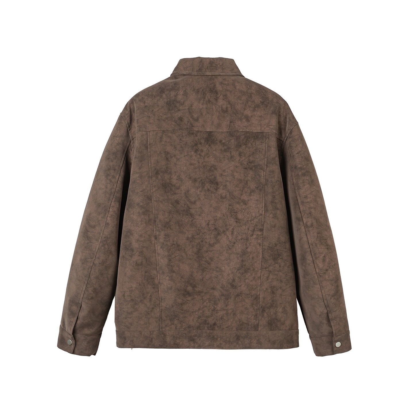Distressed Metal Plane Buckle Loose Versatile PU Leather Jacket