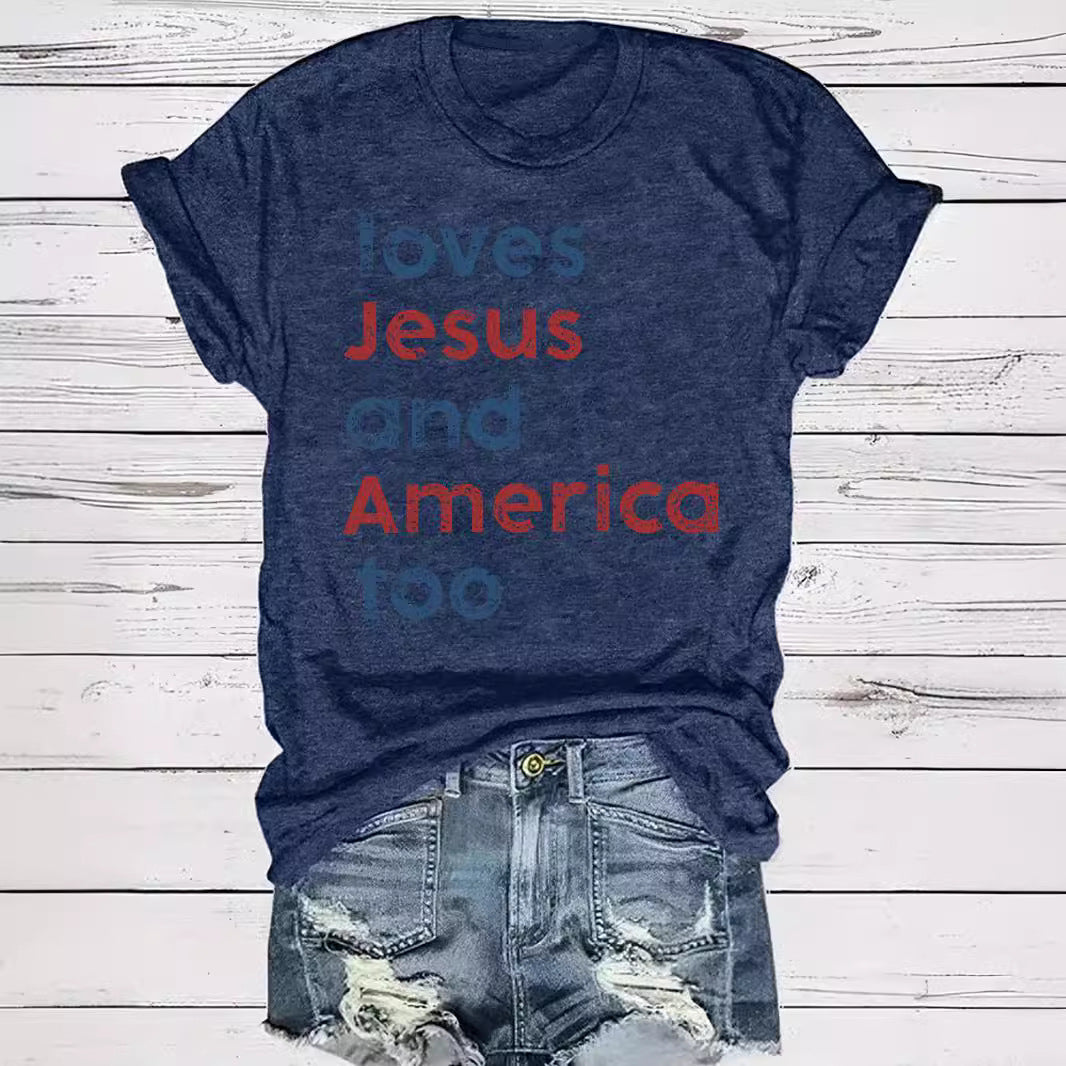 Easter pattern round neck short sleeved shirt