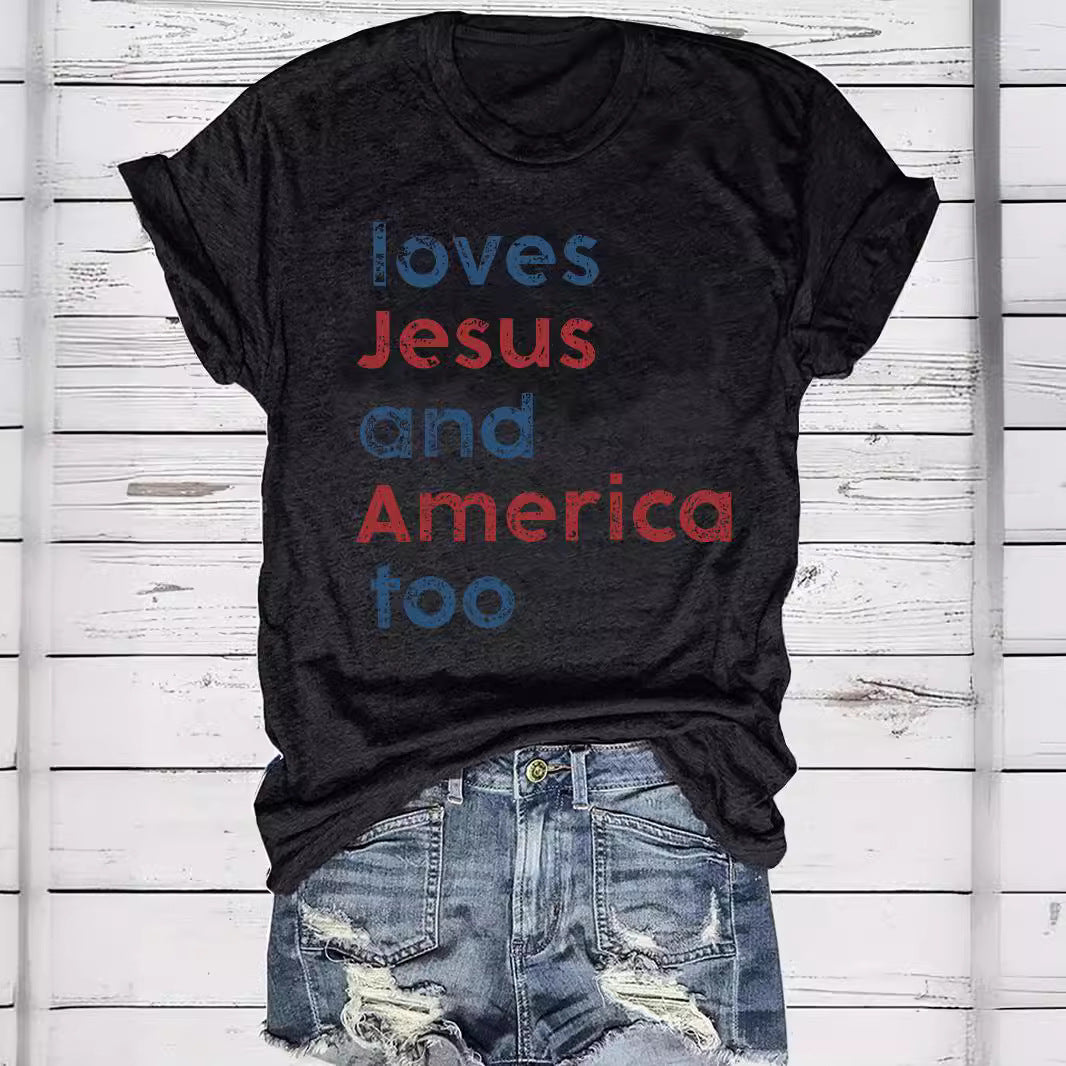 Easter pattern round neck short sleeved shirt