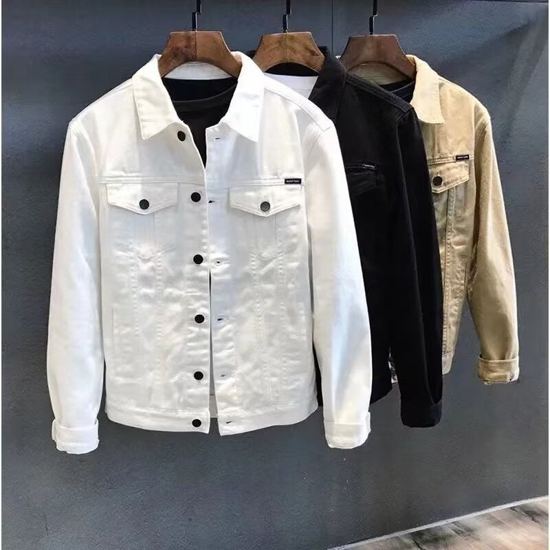 Style Versatile Jacket for Men, Casual Workwear Outerwear, Trendy Streetwear Denim Jacket for Men