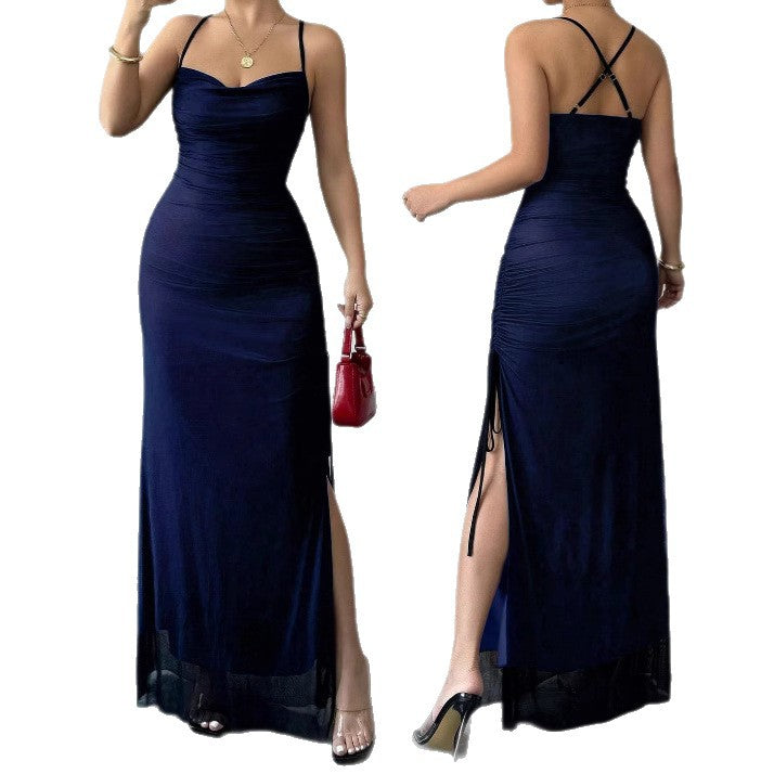 Creative Street Style Fashion Women's Chiffon Strap Square Neck Bodycon Dress