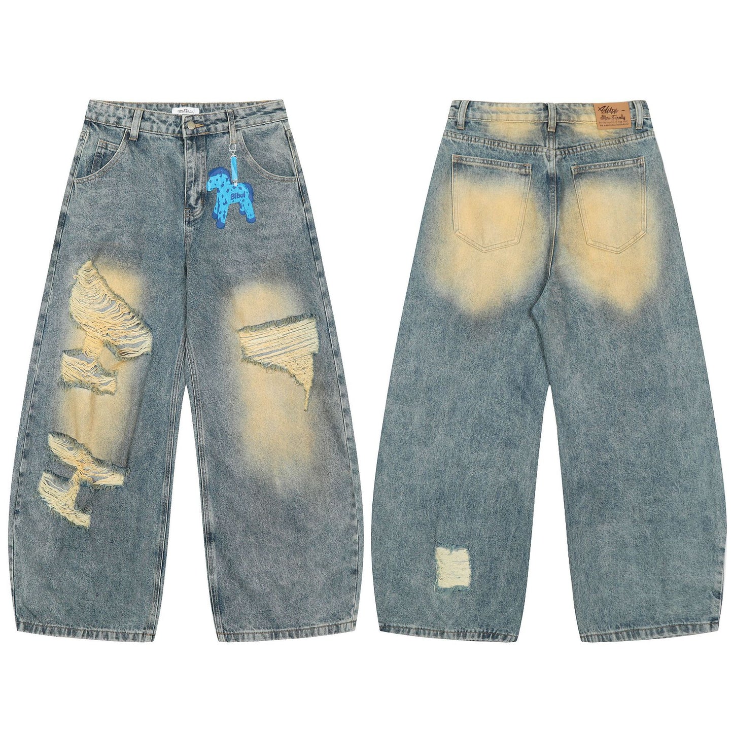 Retro cartoon zebra jeans
