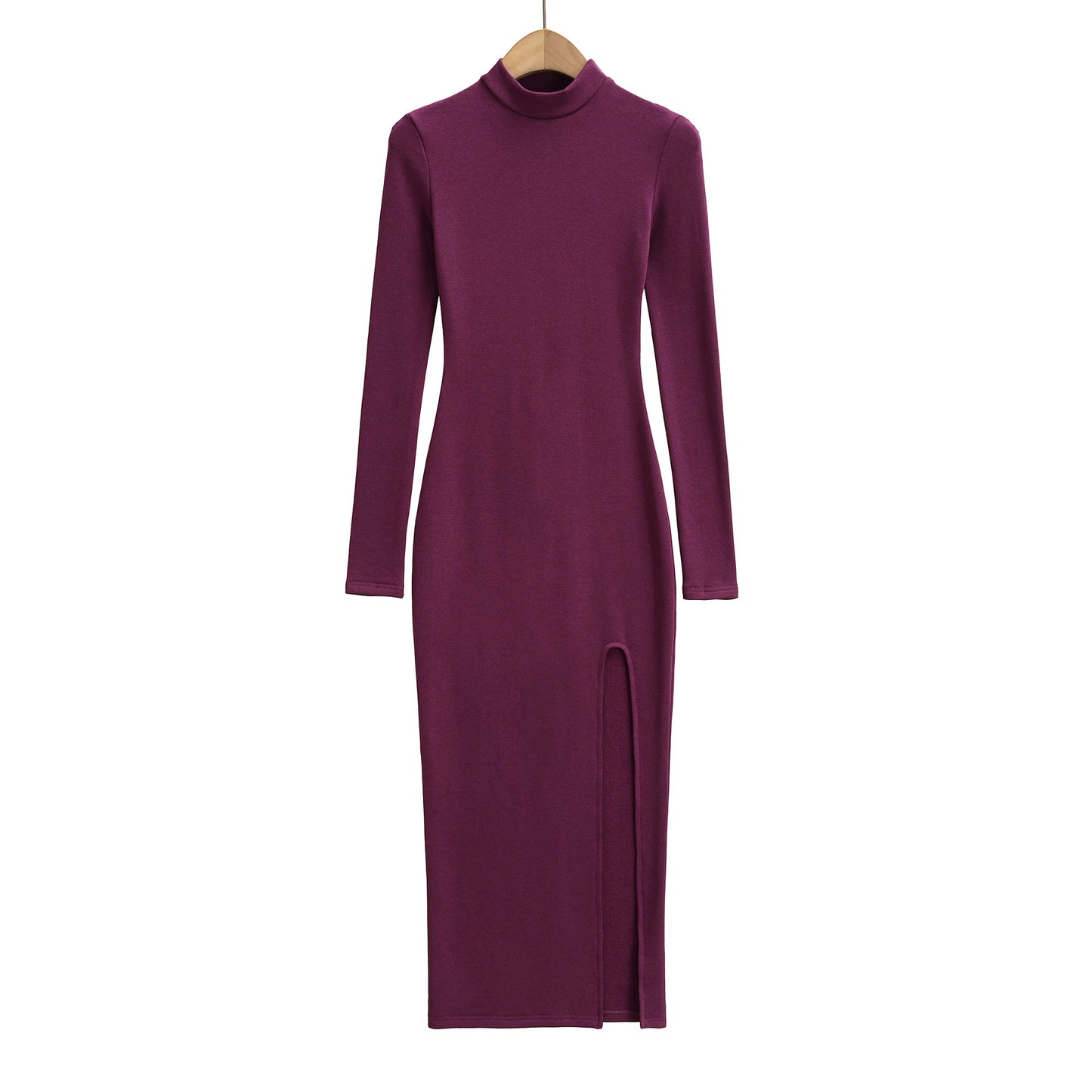 Split half high neck long sleeved dress