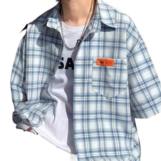 Checkered Short Sleeve Shirt for Men