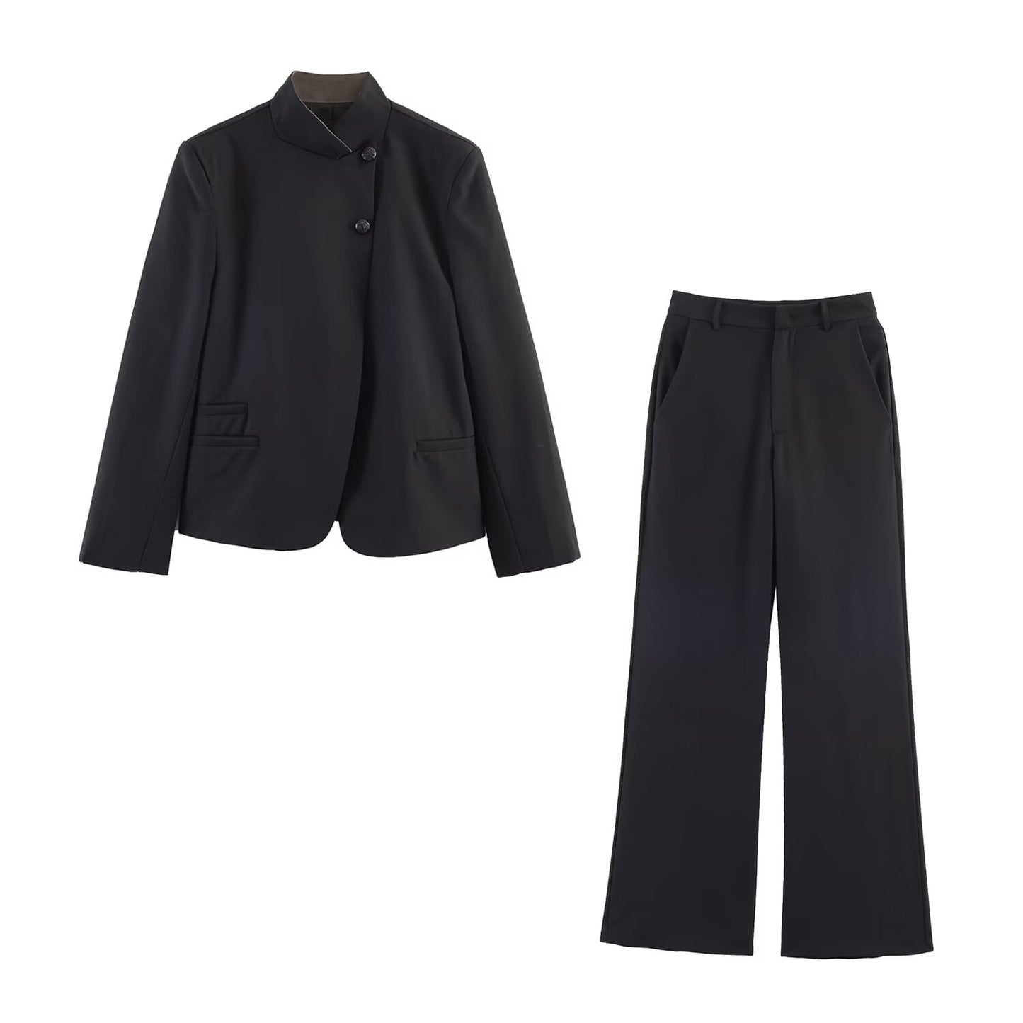 Buttoned Decorative Coat High Waist Pants  Women's Summer Casual Outwear