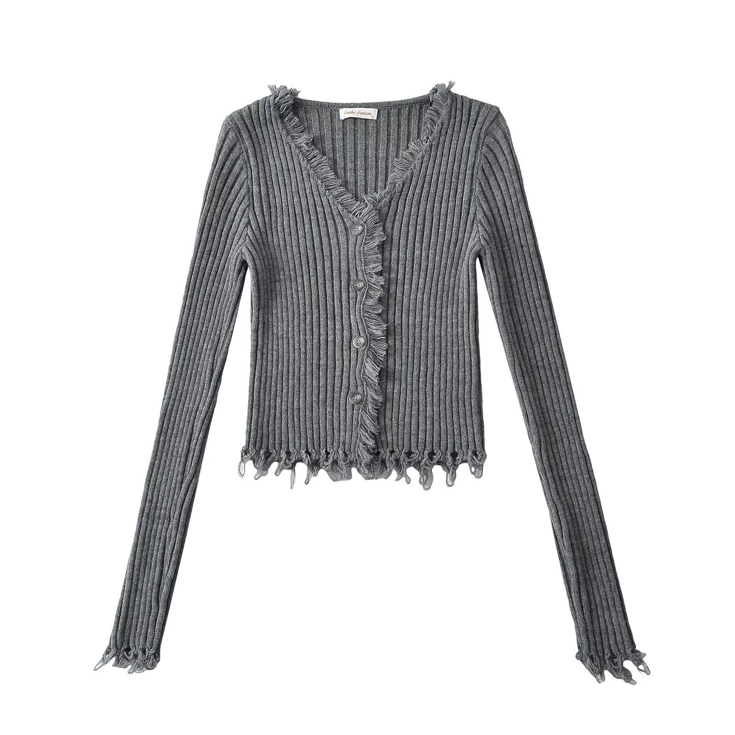 V-neck single breasted slim fit sweater