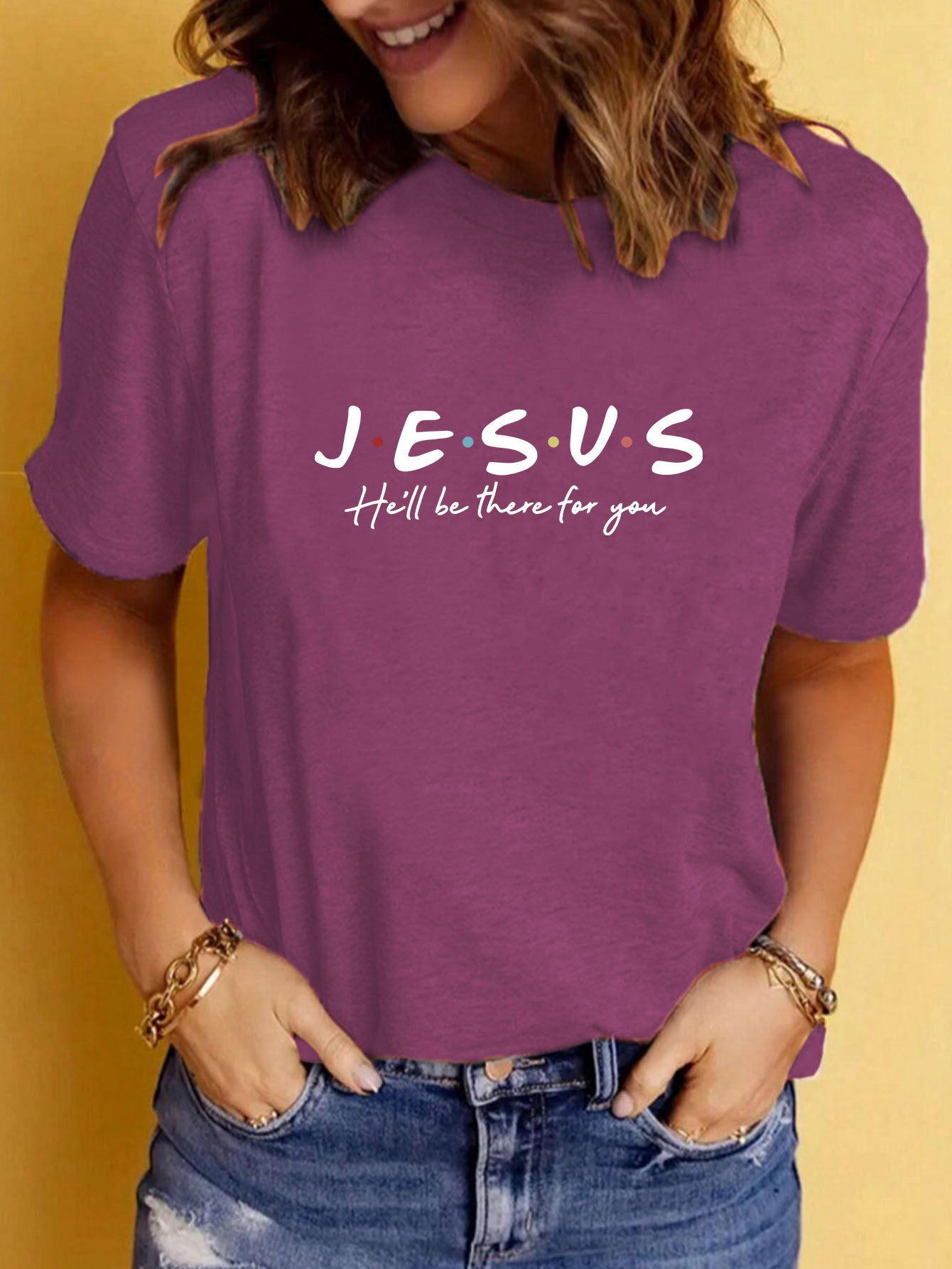 Pattern Easter print round neck short sleeved shirt